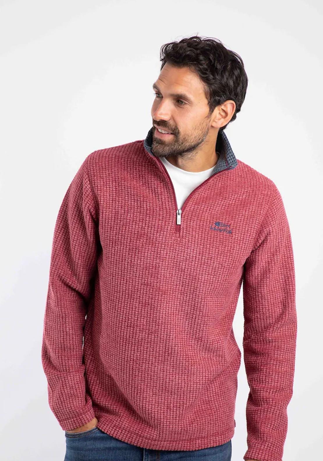 Weird Fish Newark 1/4 Zip Grid Fleece - Rhubarb 1 Shaws Department Stores