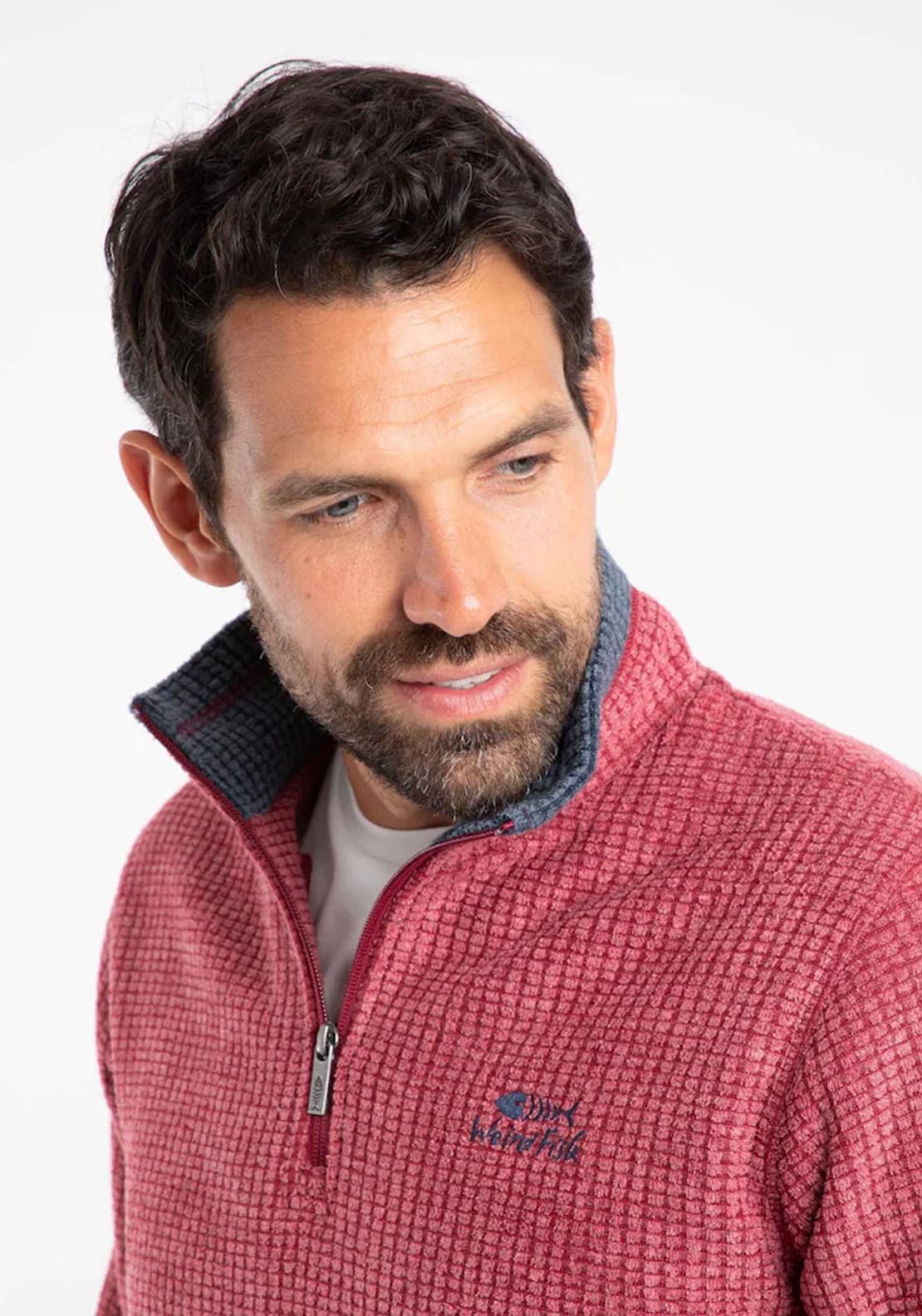 Weird Fish Newark 1/4 Zip Grid Fleece - Rhubarb 3 Shaws Department Stores