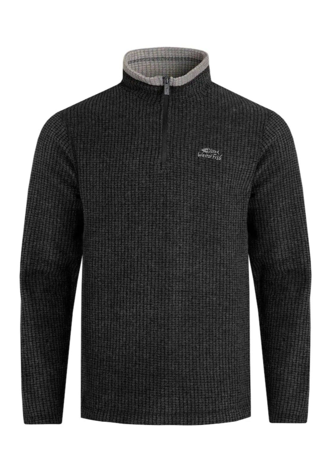 Weird Fish Newark 1/4 Zip Grid Fleece - Black 6 Shaws Department Stores