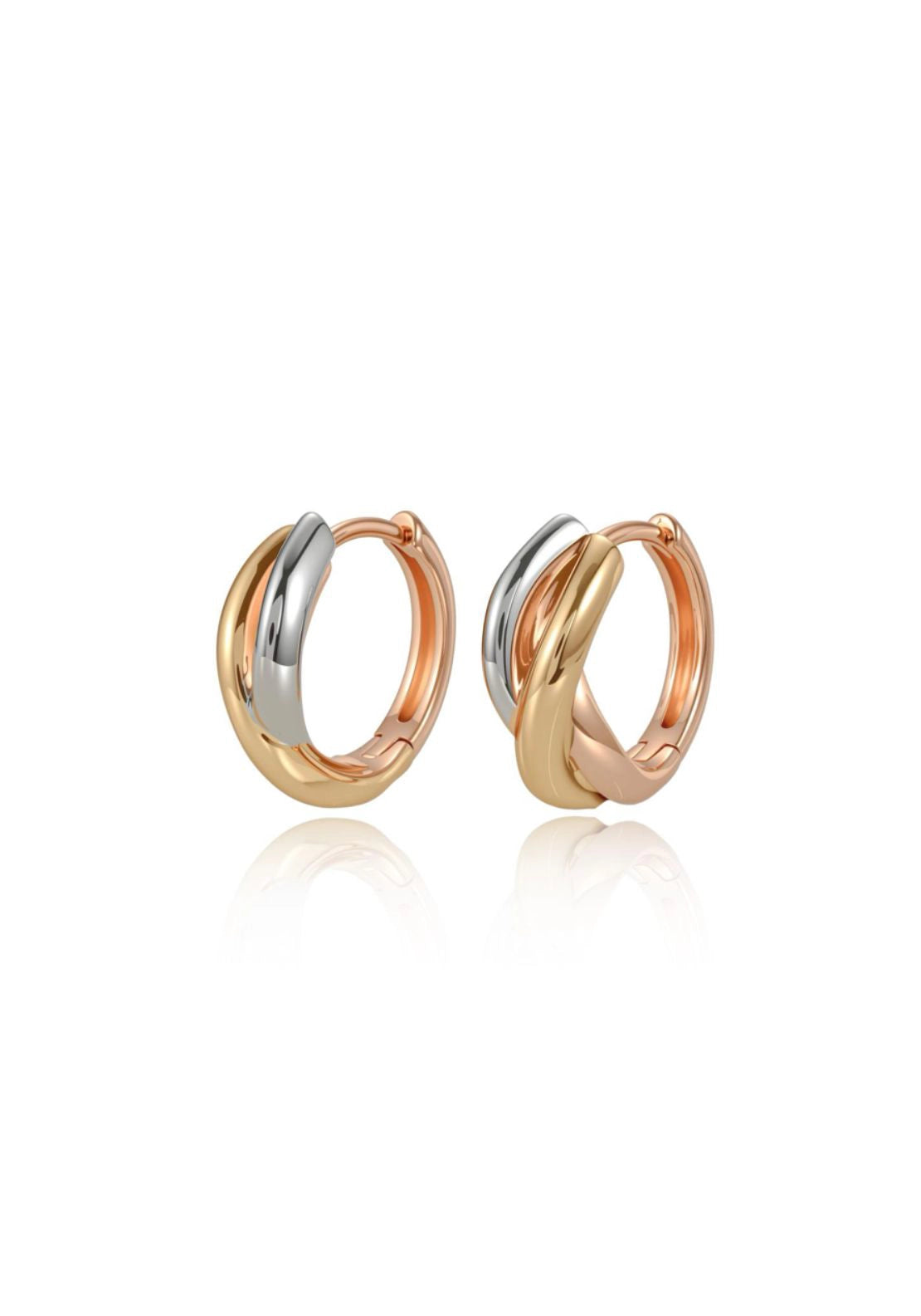 Round Huggie Earrings - Gol / Sil / Ros
