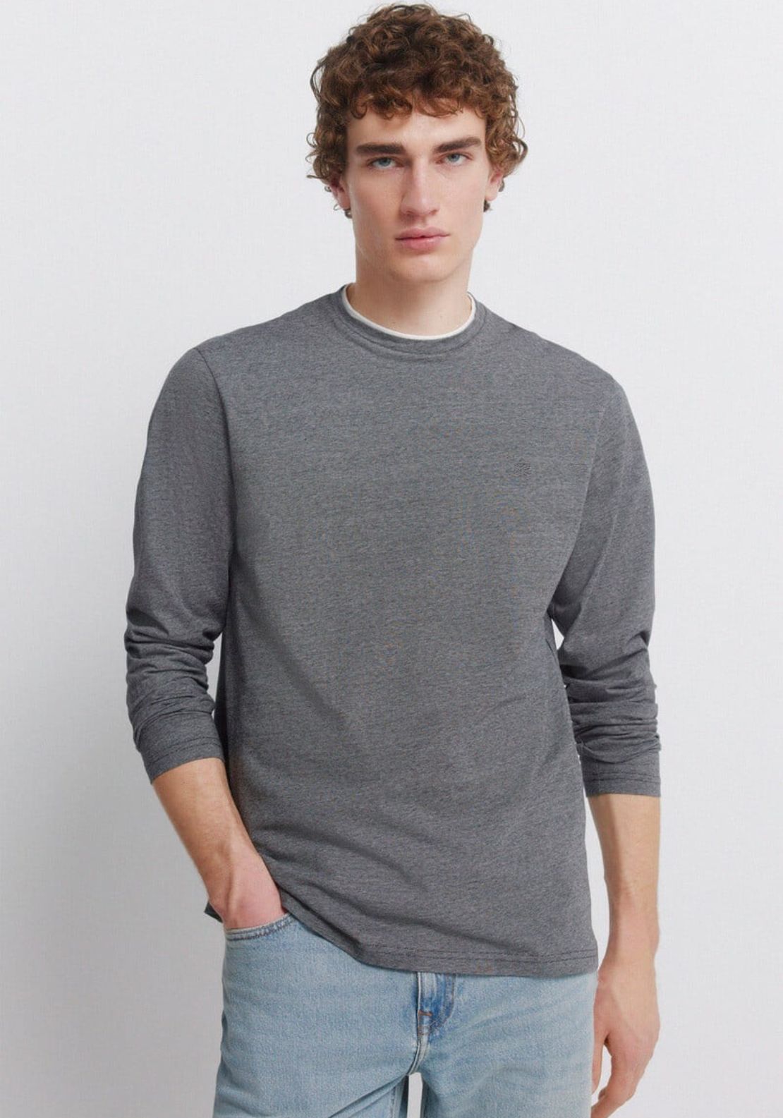 Springfield Long Sleeve T-Shirt With Micro Stripe - Black 1 Shaws Department Stores