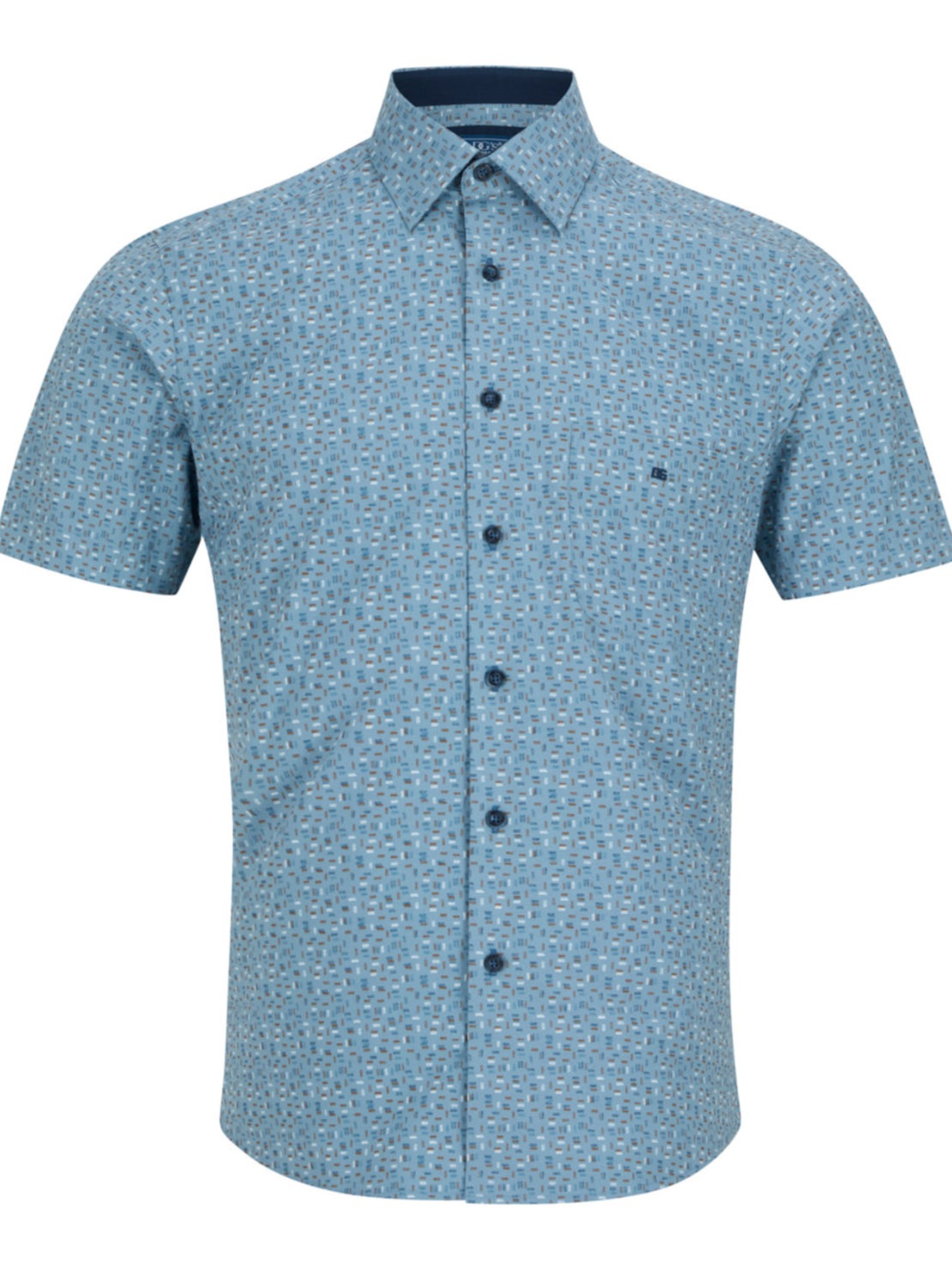 Drifter Short Sleeve Giovanni Print Shirt - Blue 26 1 Shaws Department Stores