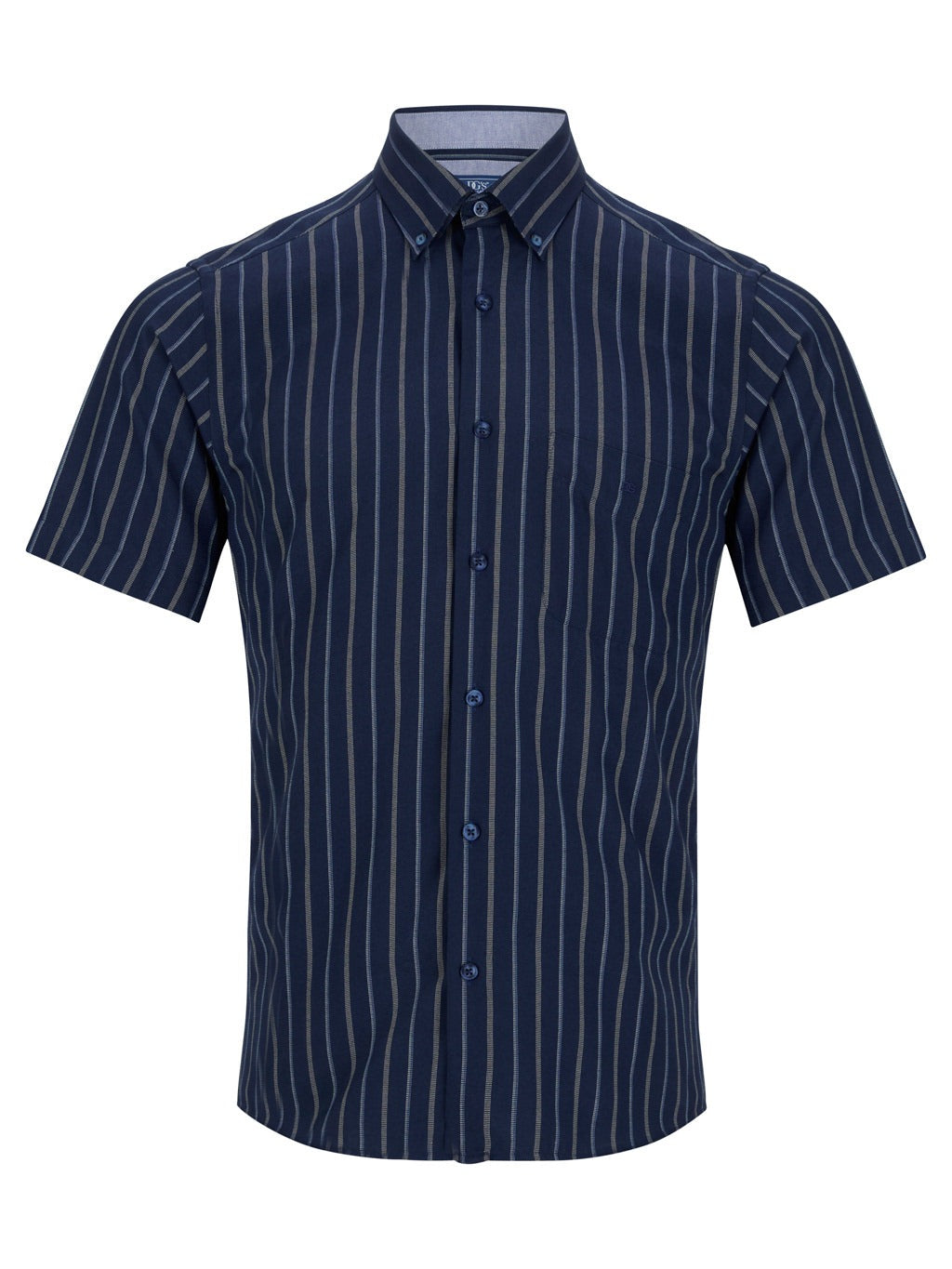 Drifter Short Sleeve Stripe Shirt - Navy 1 Shaws Department Stores