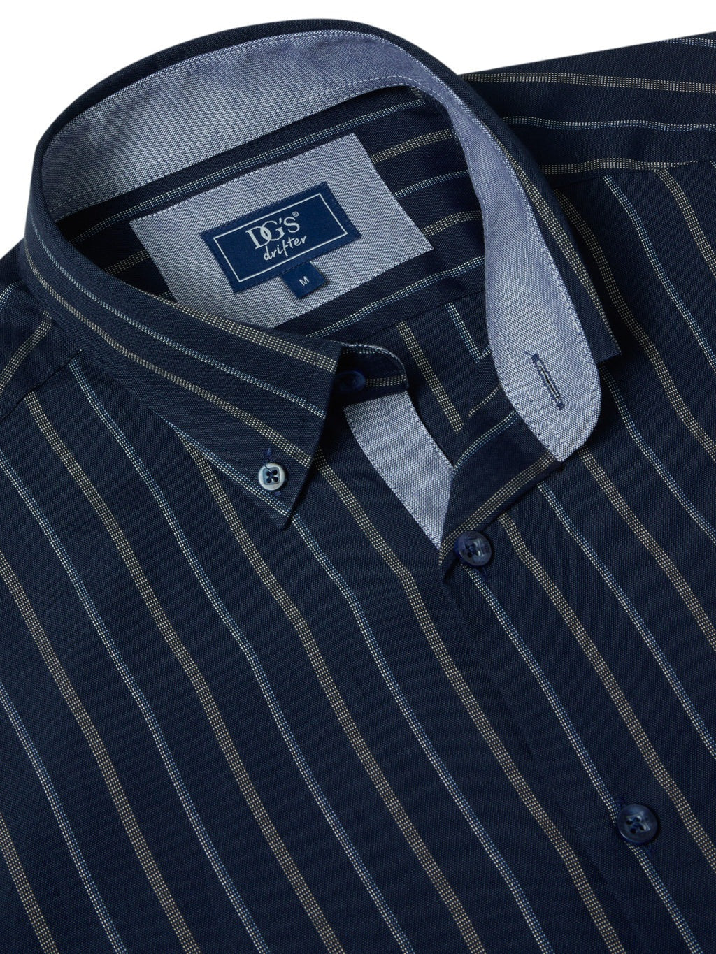 Drifter Short Sleeve Stripe Shirt - Navy 2 Shaws Department Stores