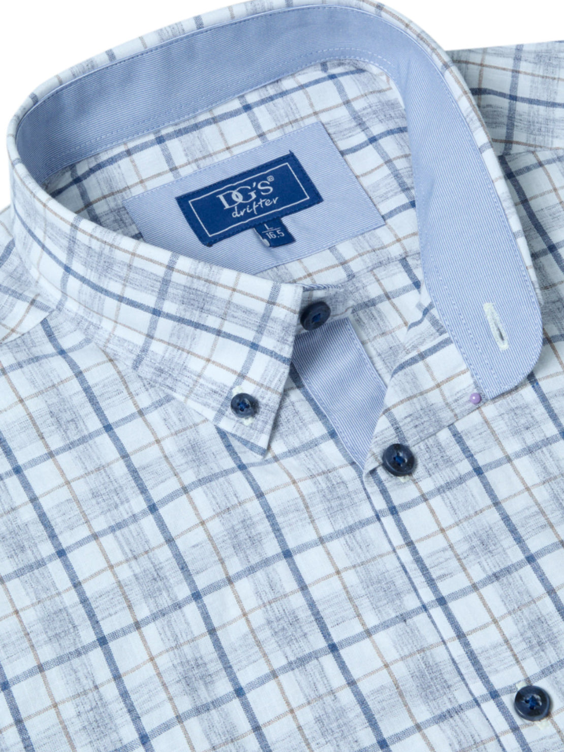 Drifter Short Sleeve Check Ivano Shirt - Blue 2 Shaws Department Stores