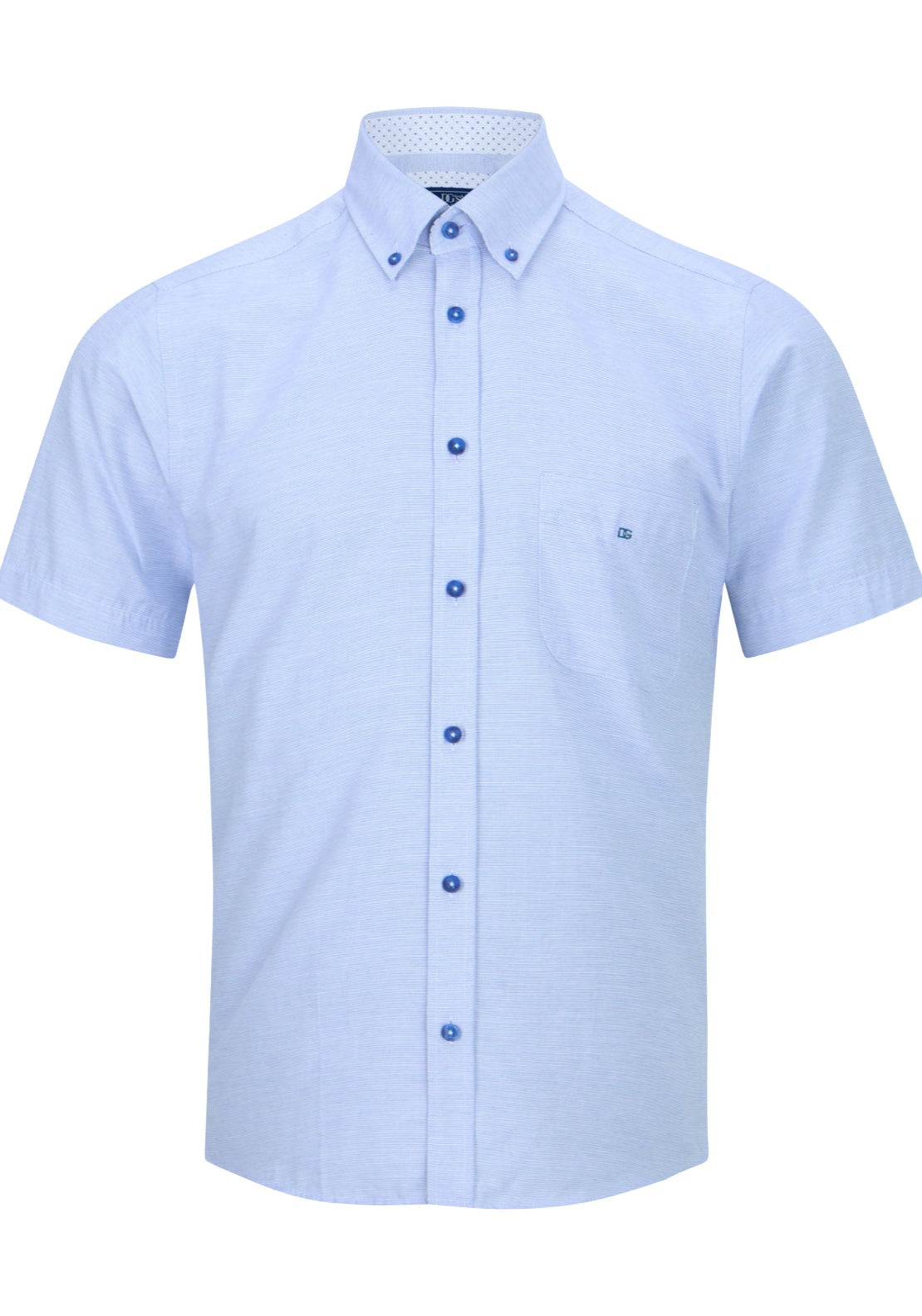 Drifter Short Sleeve Relaxed Linen Shirt - Blue 1 Shaws Department Stores