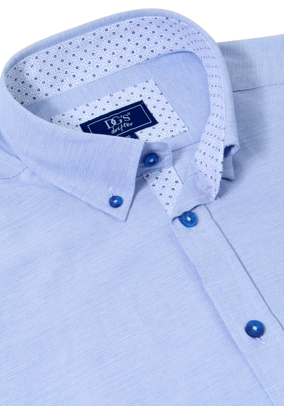 Drifter Short Sleeve Relaxed Linen Shirt - Blue 2 Shaws Department Stores