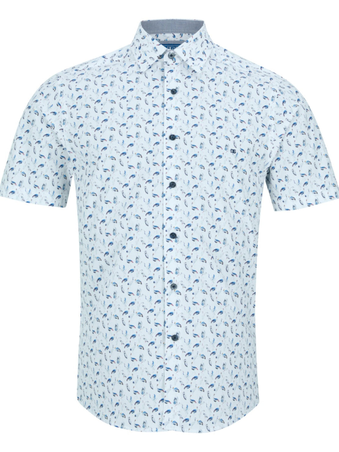 Drifter Short Sleeve Giovanni Shirt With Elastane - Blue 1 Shaws Department Stores