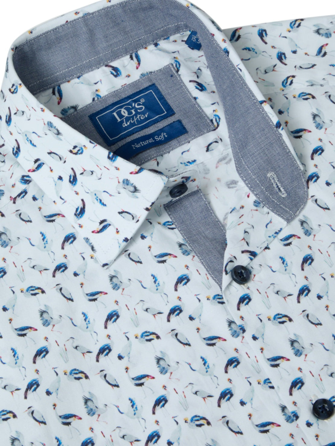 Drifter Short Sleeve Giovanni Shirt With Elastane - Blue 2 Shaws Department Stores