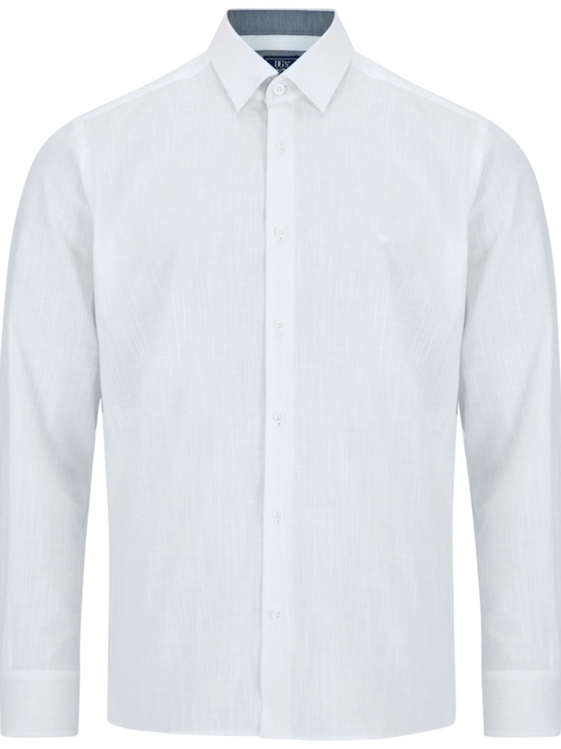 Drifter 100% Cotton Long Sleeve Plain Giovanni Shirt - White 1 Shaws Department Stores
