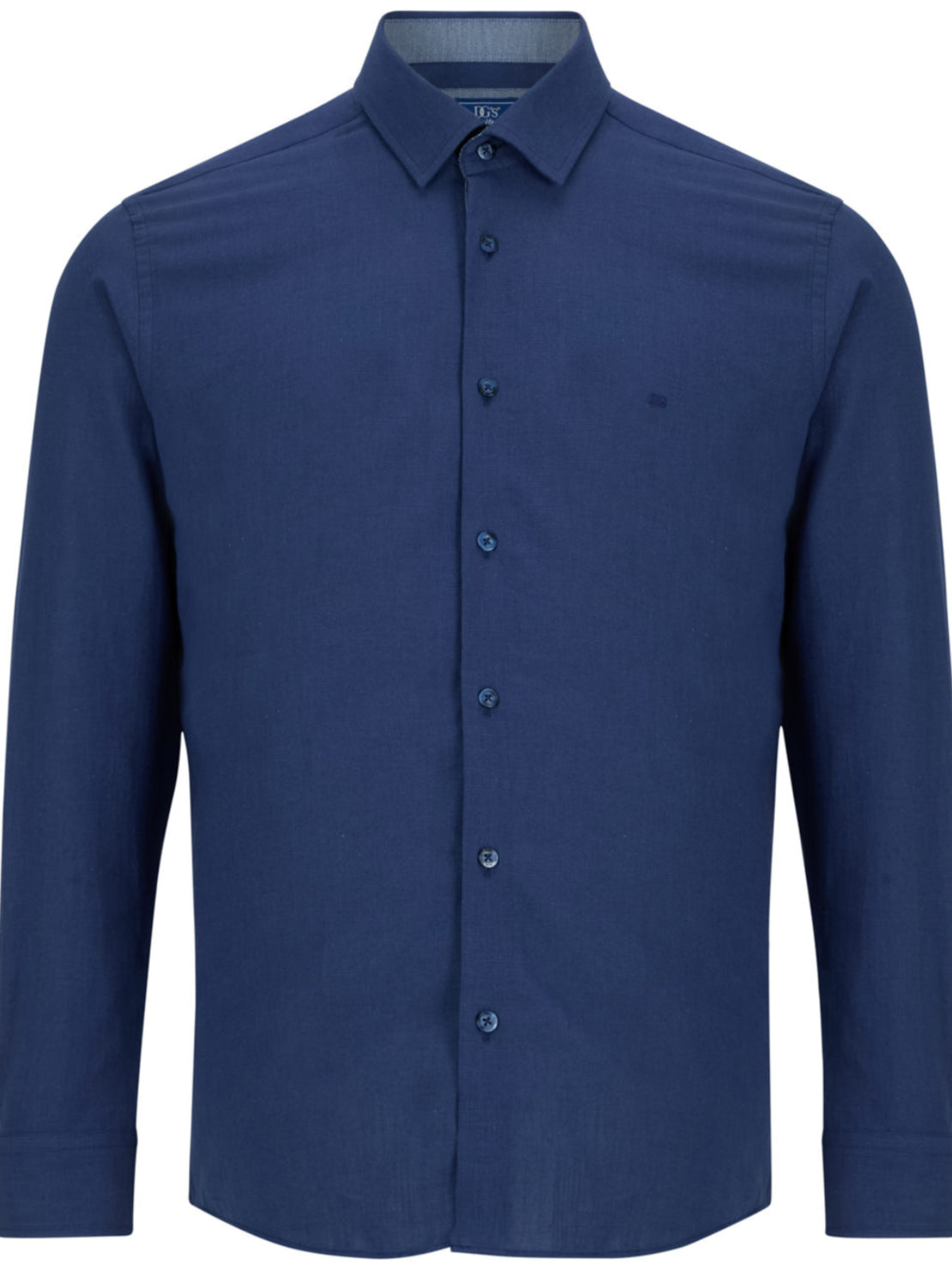 Drifter 100% Cotton Long Sleeve Plain Giovanni Shirt - Navy 1 Shaws Department Stores