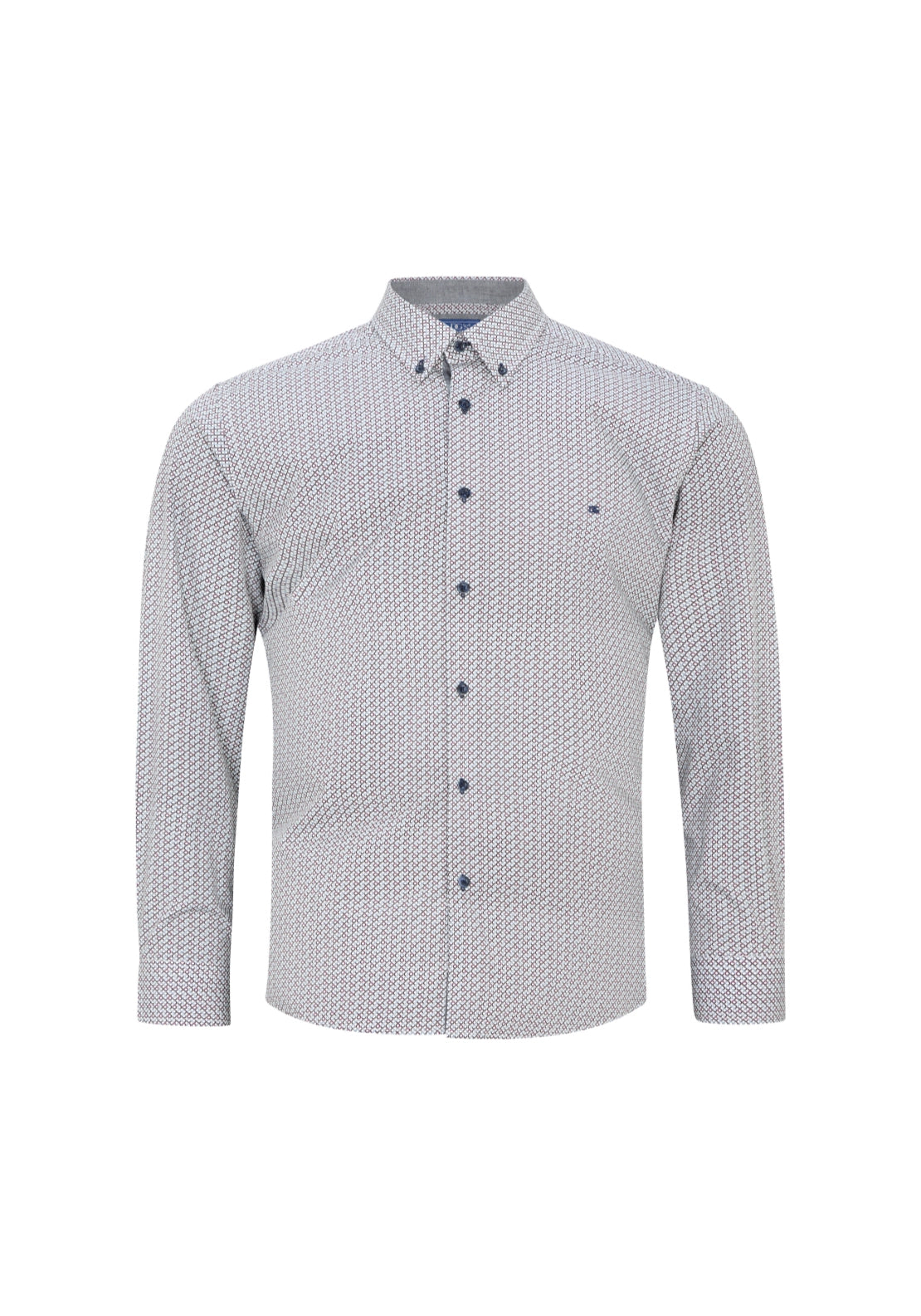 Long Sleeved Print Shirt - Navy