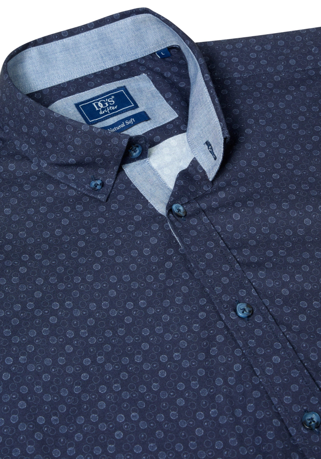 Long Sleeve Print Shirt - Navy