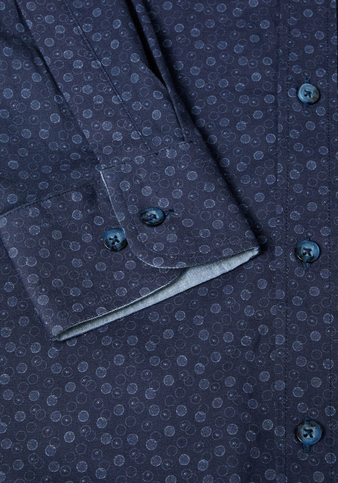 Long Sleeve Print Shirt - Navy