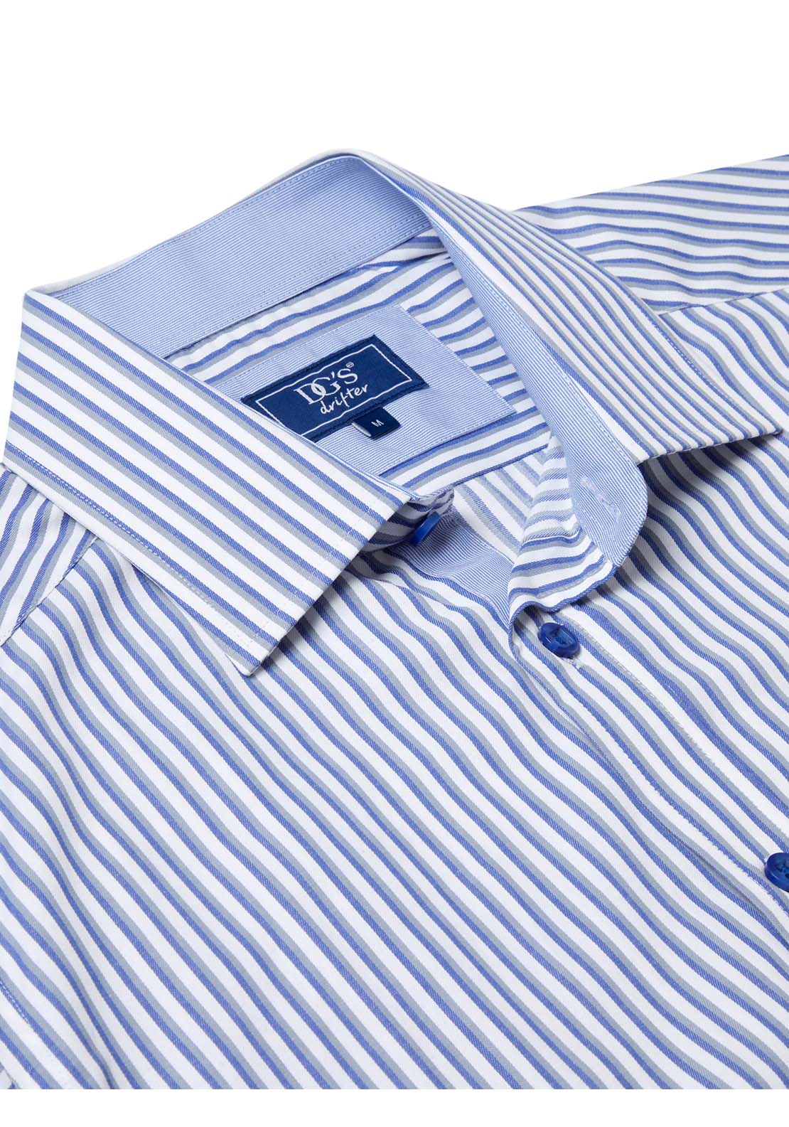 Drifter Long Sleeve Stripe Shirt - Grey 2 Shaws Department Stores