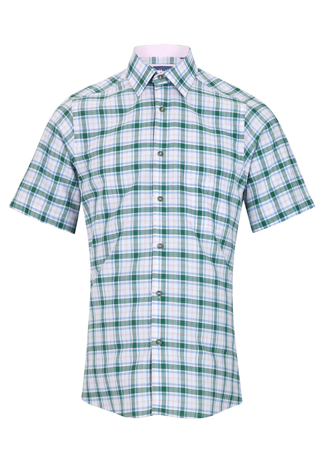 Drifter Short Sleeve Check Shirt - Green 1 Shaws Department Stores