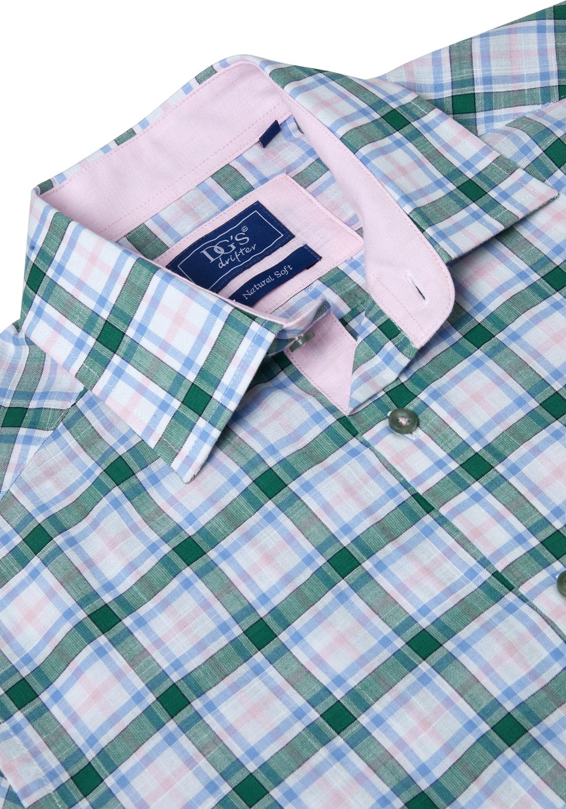 Drifter Short Sleeve Check Shirt - Green 2 Shaws Department Stores