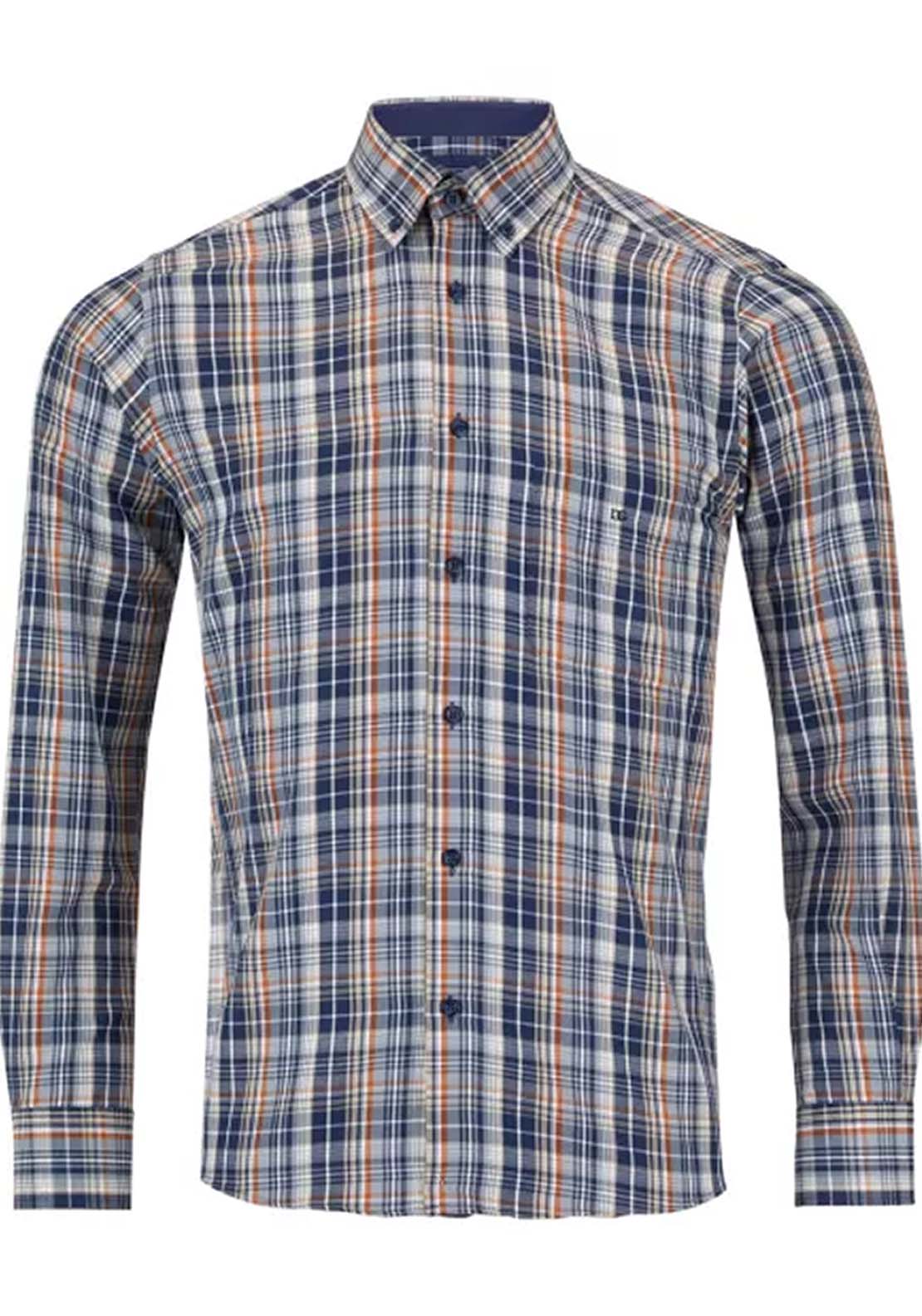 Drifter Long Sleeve Check Shirt - Blue 1 Shaws Department Stores