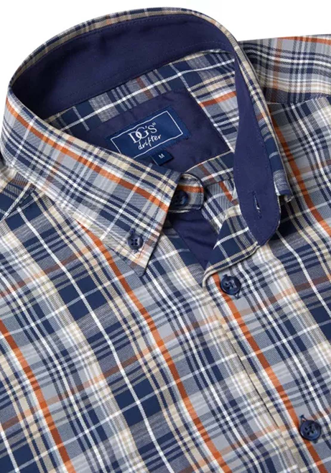 Drifter Long Sleeve Check Shirt - Blue 2 Shaws Department Stores