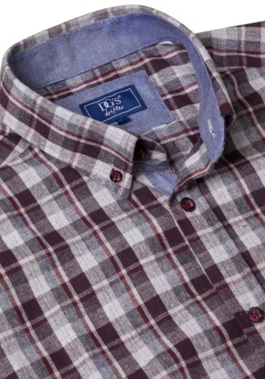 Drifter Long Sleeve Check Regular Fit Shirt - Red 2 Shaws Department Stores
