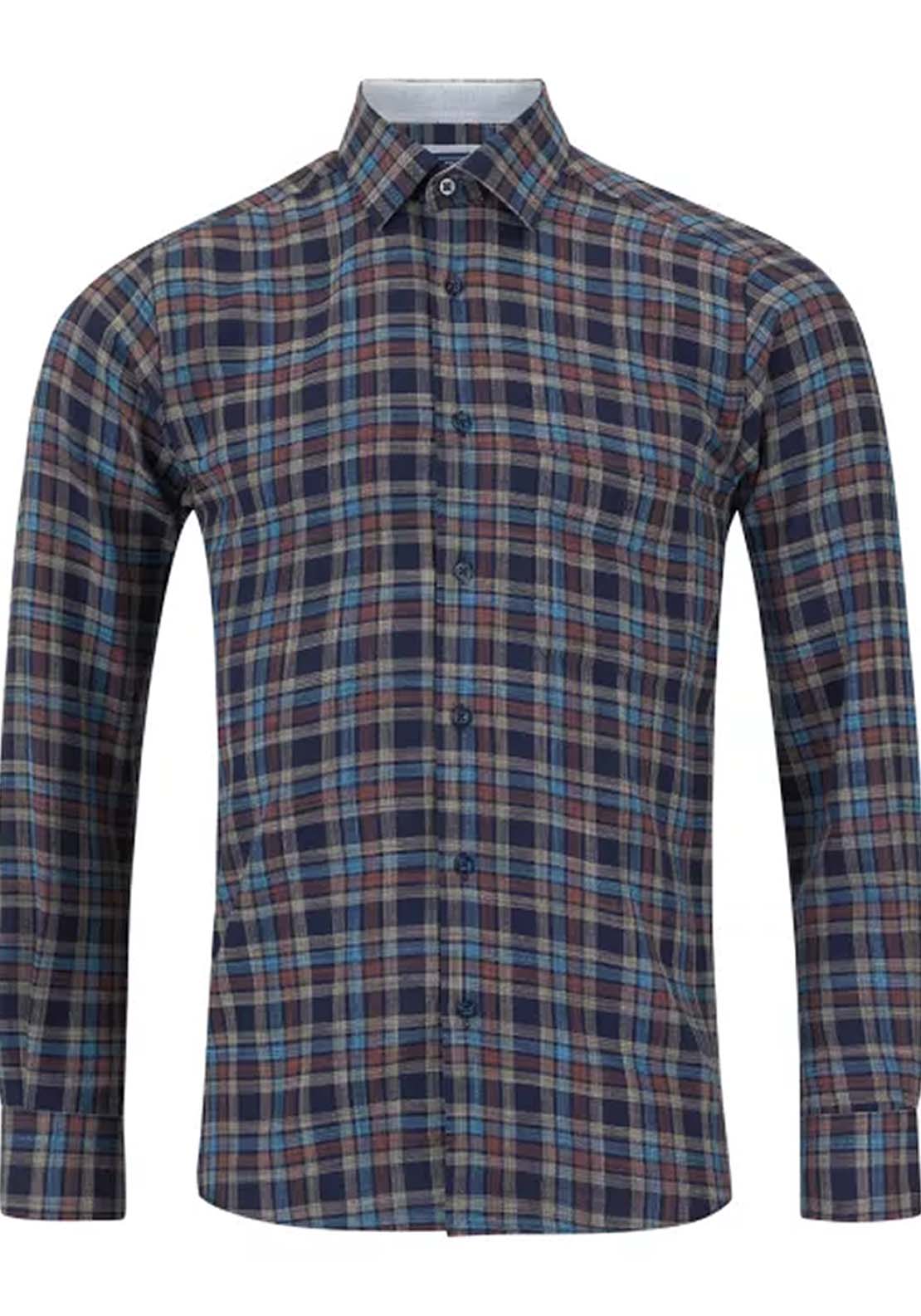 Drifter Long Sleeve Check Shirt - Blue 1 Shaws Department Stores
