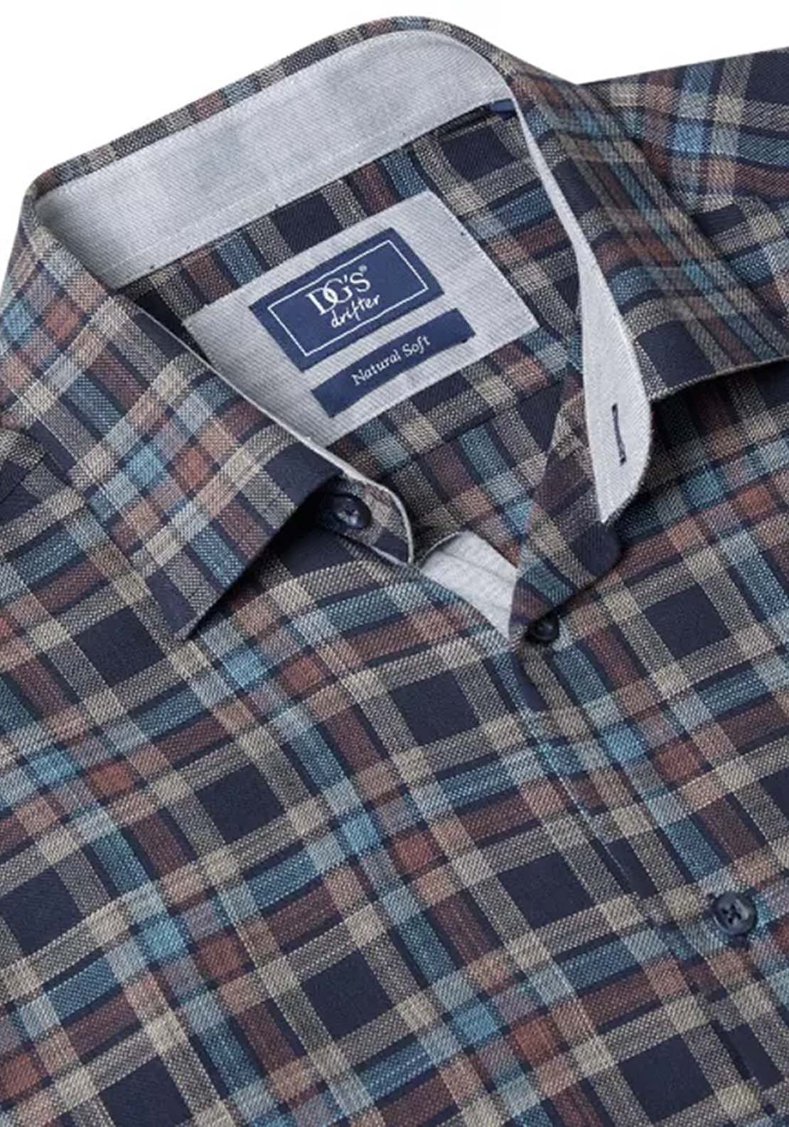 Drifter Long Sleeve Check Shirt - Blue 2 Shaws Department Stores