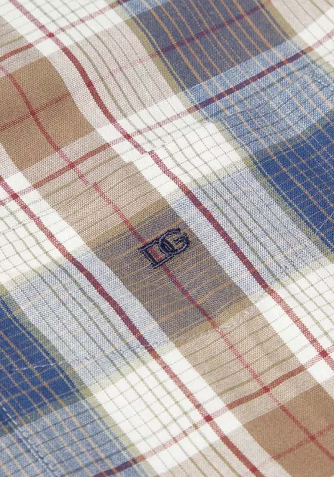 Drifter Long Sleeve Check Shirt - Beige 4 Shaws Department Stores
