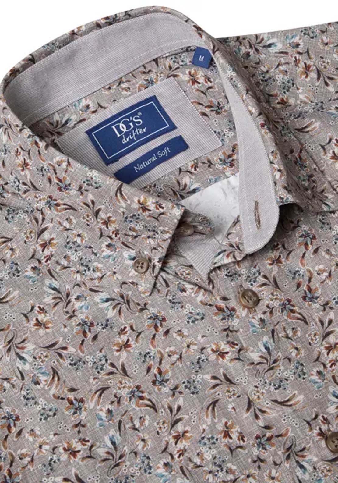 Drifter Long Sleeve Print Shirt - Beige 2 Shaws Department Stores