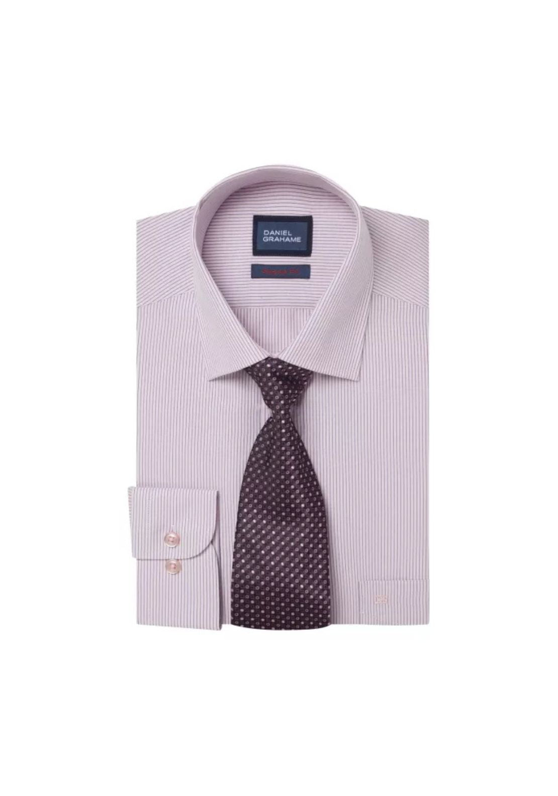 Daniel Grahame Striped Boxed Shirt - Pink 1 Shaws Department Stores