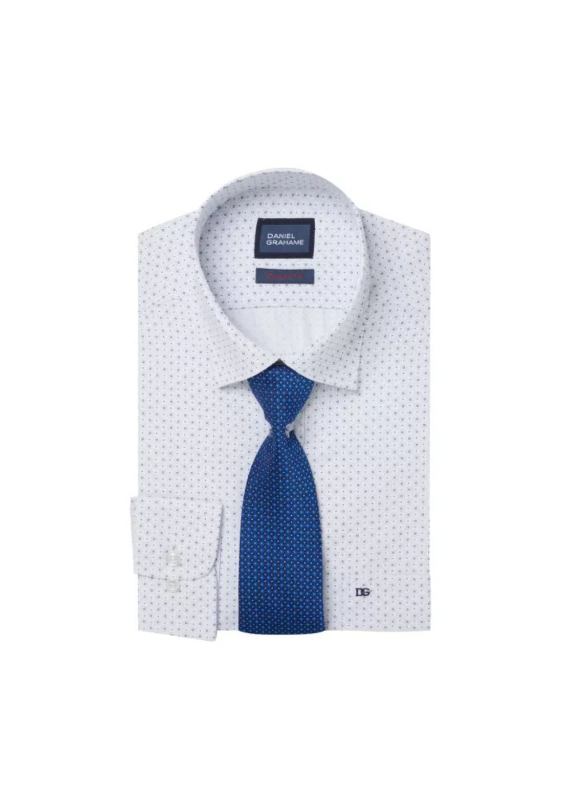 Daniel Grahame Print Boxed Tapered Shirt - Blue 1 Shaws Department Stores