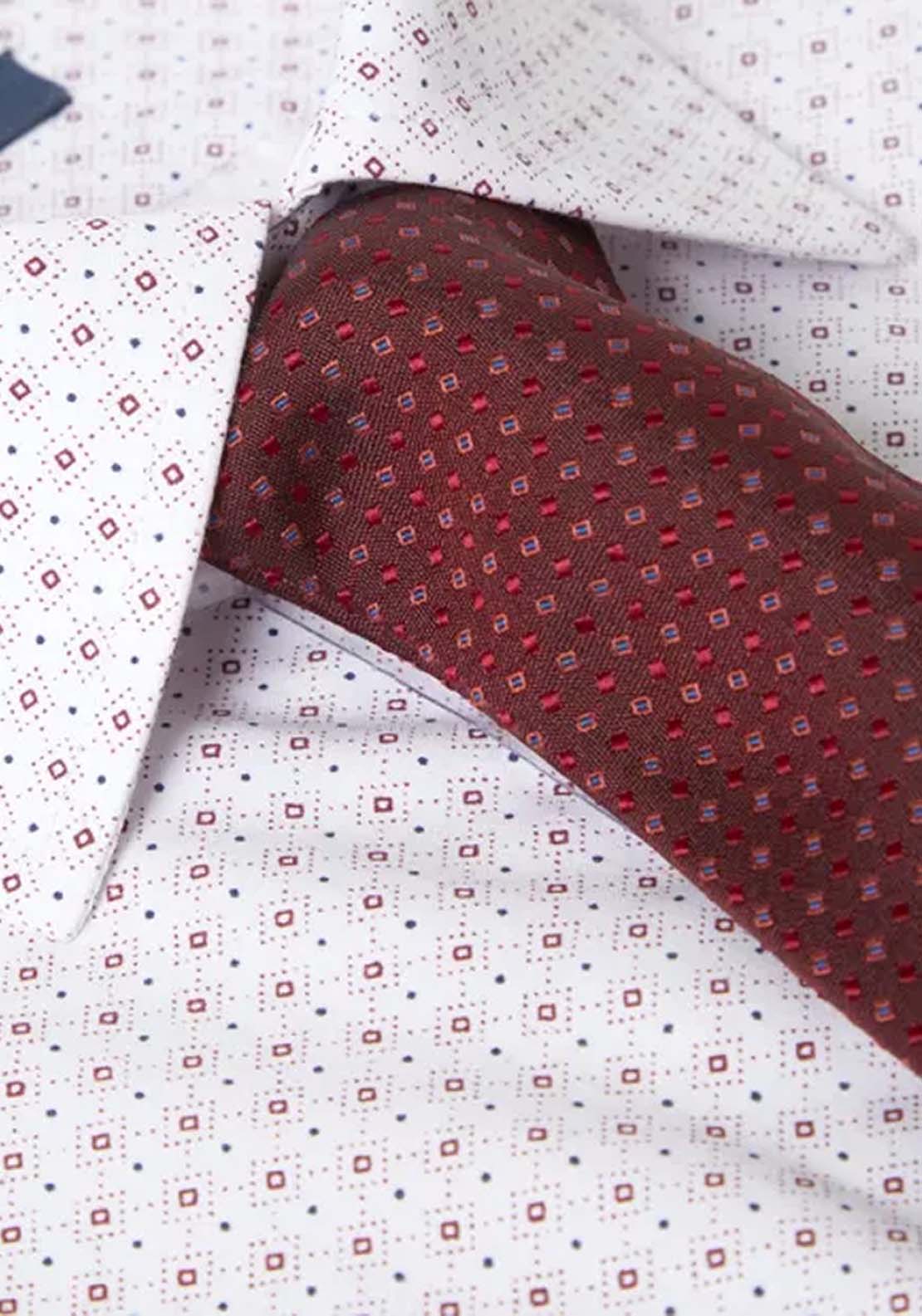 Daniel Grahame Print Boxed Tapered Shirt - Red 2 Shaws Department Stores