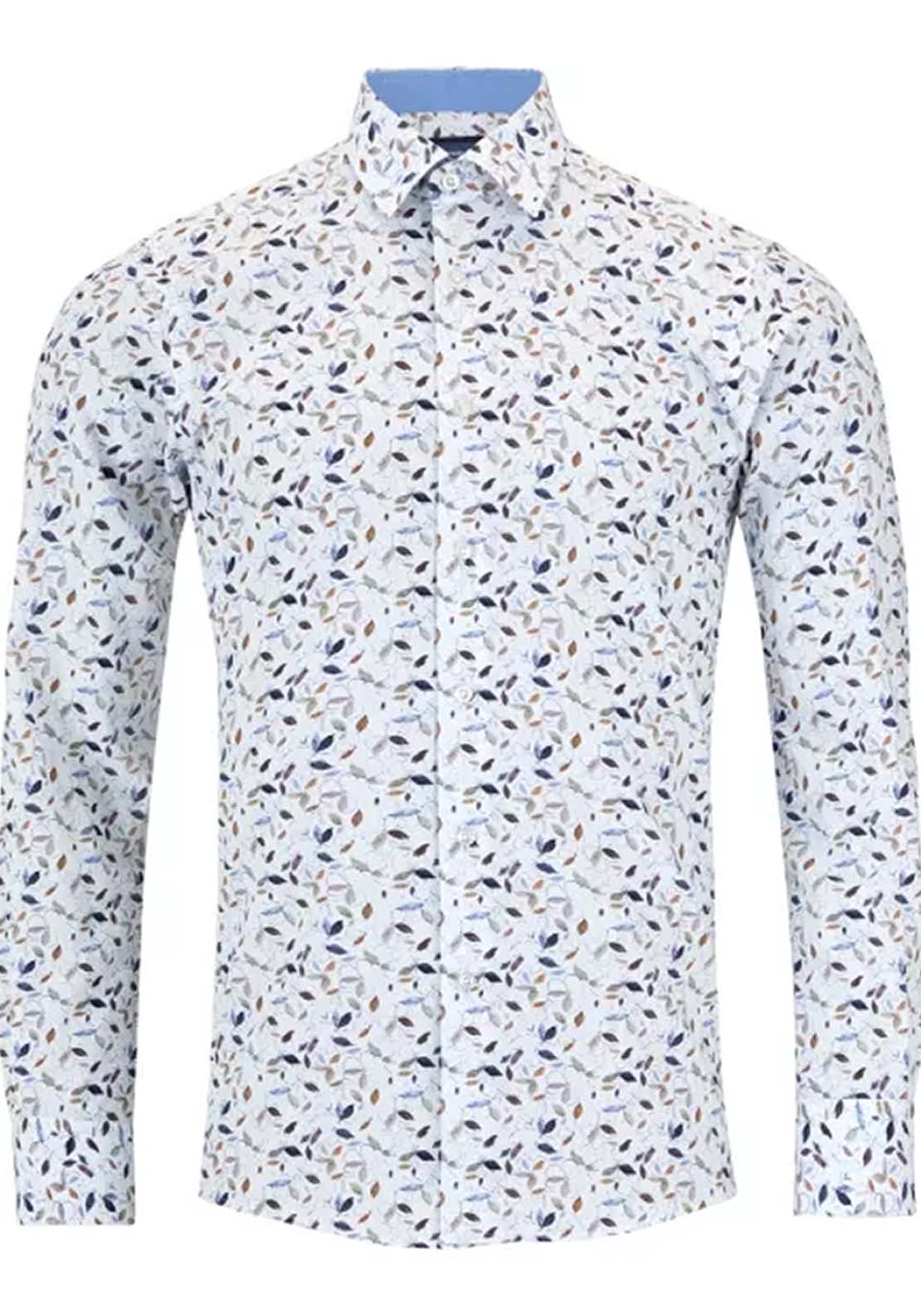 Daniel Grahame Long Sleeve Print Shirt - Blue 1 Shaws Department Stores