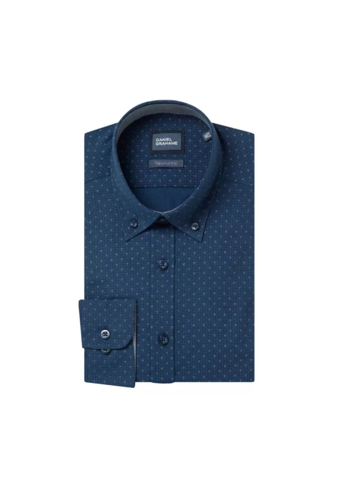Daniel Grahame Long Sleeve Print Shirt - Navy 1 Shaws Department Stores