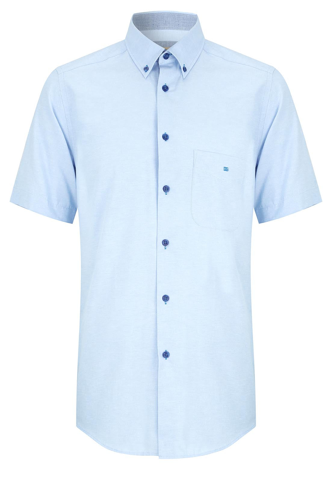 Drifter Short Sleeve Plain Shirt - Blue 1 Shaws Department Stores