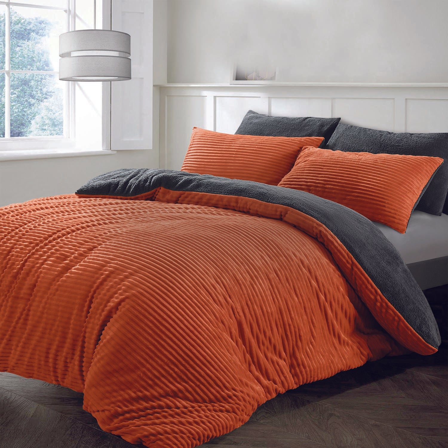 The Home Collection Cord Duvet Cover - Orange 1 Shaws Department Stores