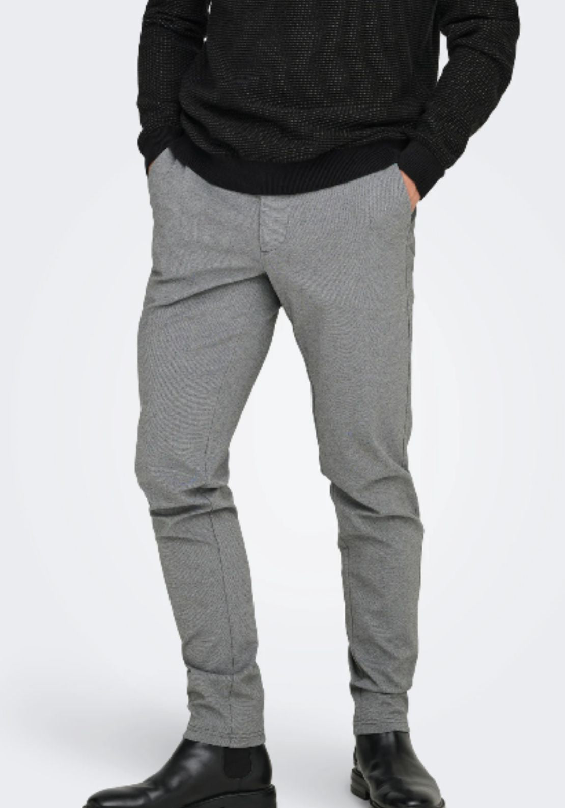 Only &amp; Sons Mark Slim Fit Chino Trousers - Grey 1 Shaws Department Stores