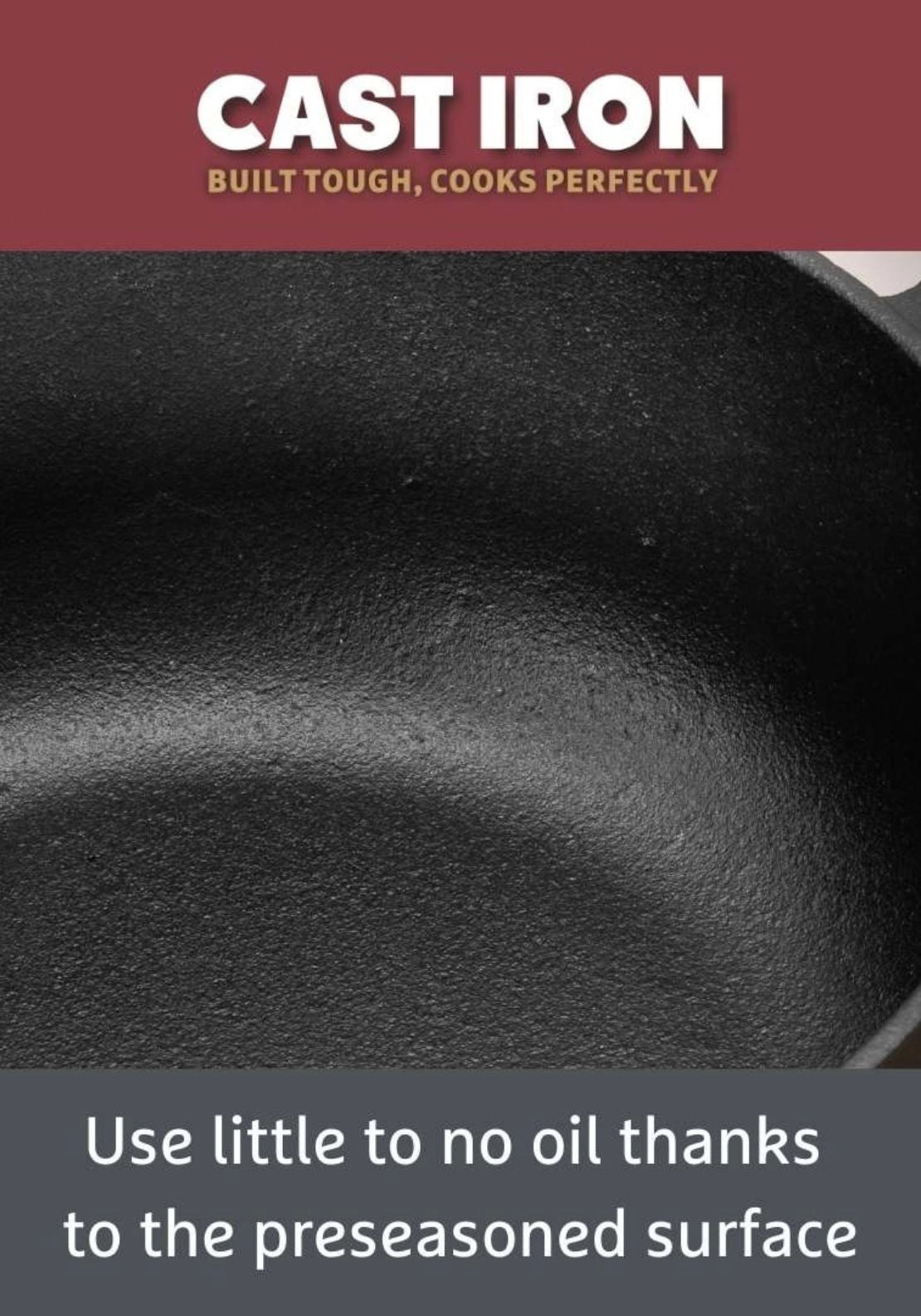 Cast Iron Casserole With Glass Lid 24cm/4.6L - Black