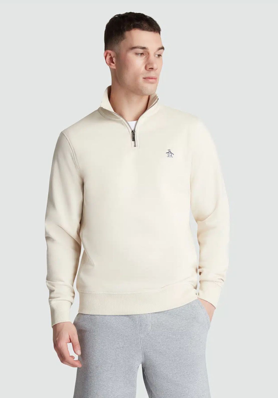 Penguin Sticker Pete 1/4 Zip Sweatshirt - 252 Birch 1 Shaws Department Stores
