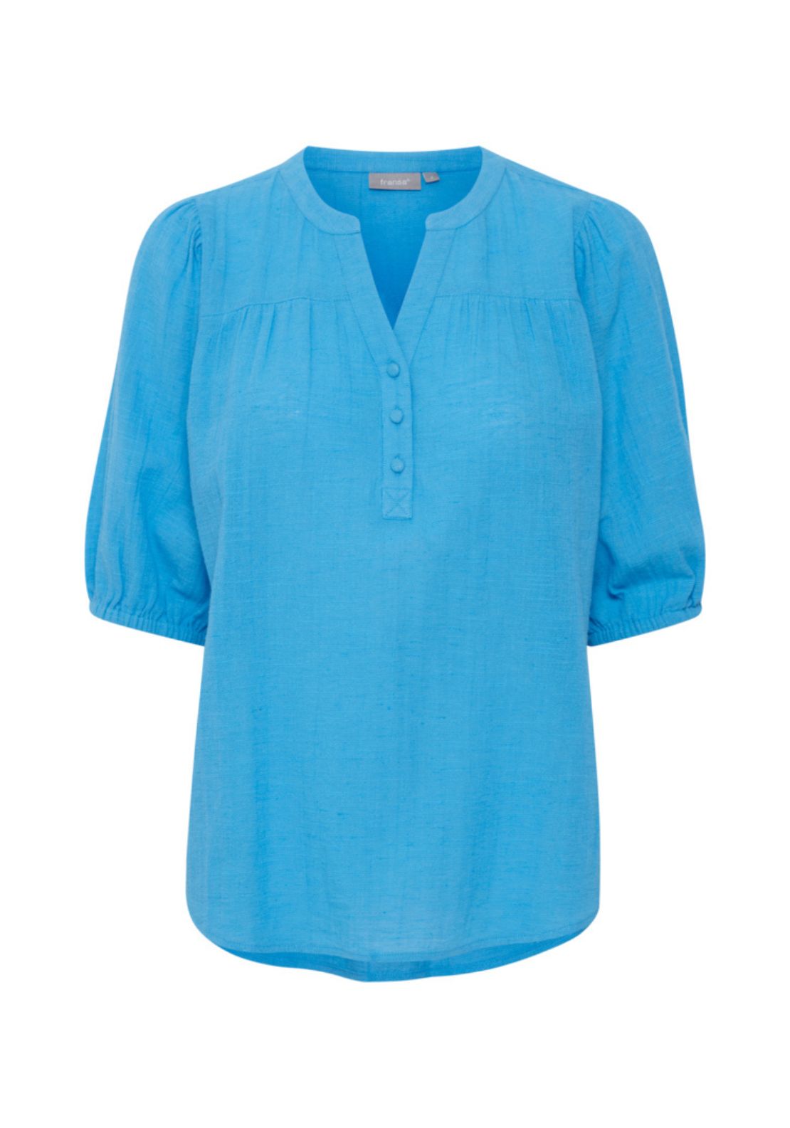Fransa Graphic Print Short Sleeve Top - Blue 1 Shaws Department Stores