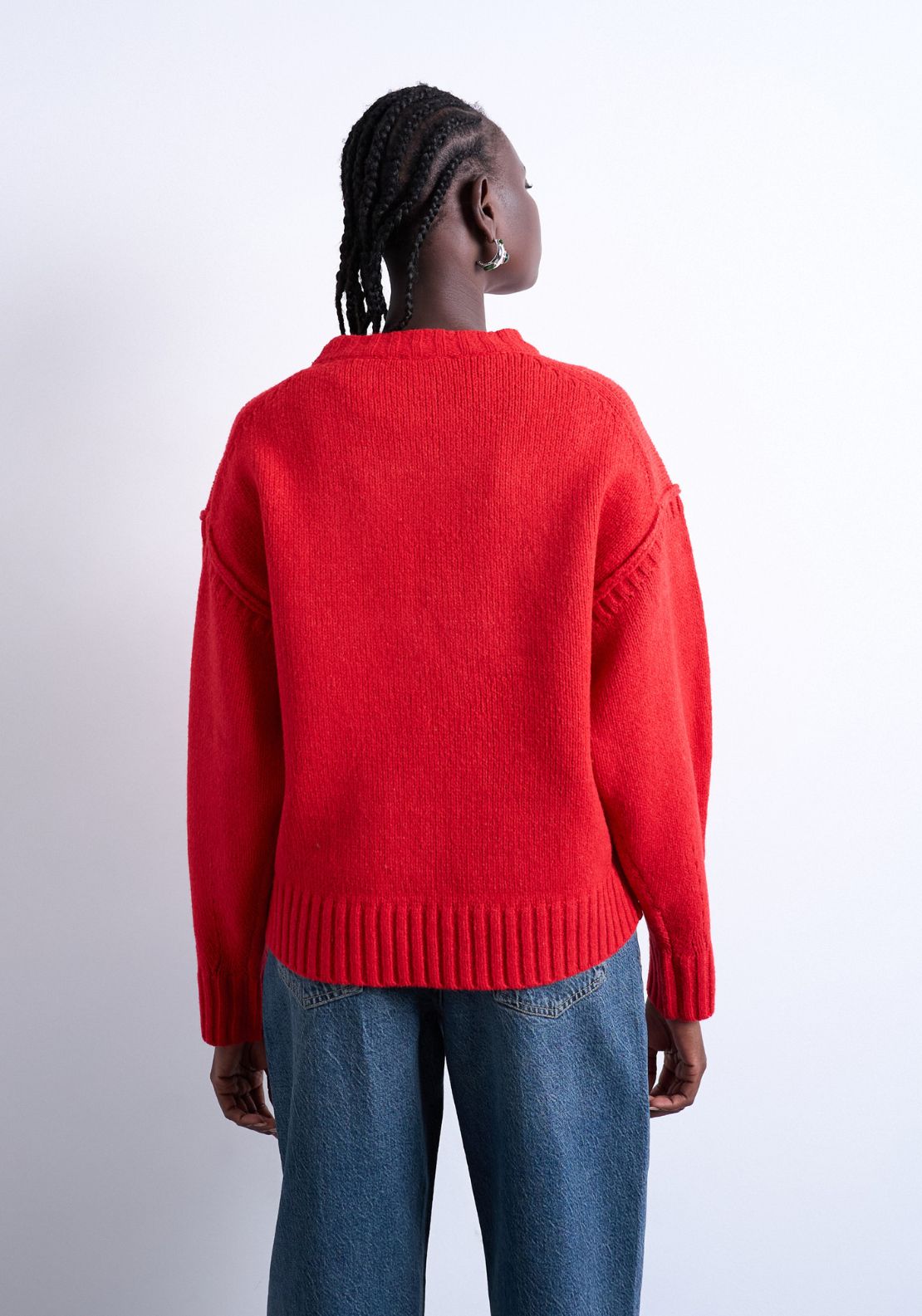 Topshop Sally Long Sleeve Pullover - Rio Red 2 Shaws Department Stores
