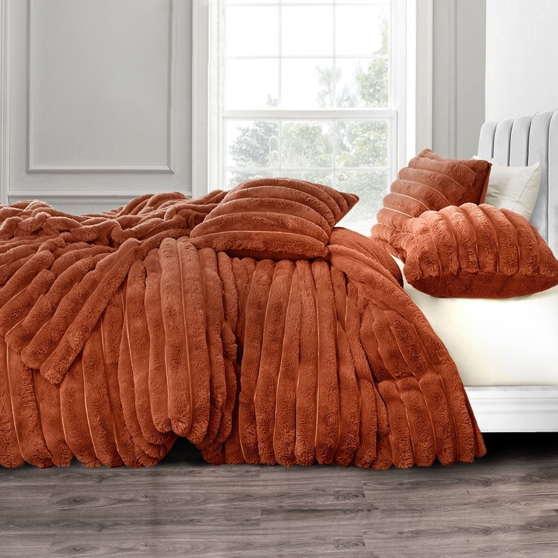 The Home Luxury Collection Chunky Cord Duvet Set - Orange 1 Shaws Department Stores