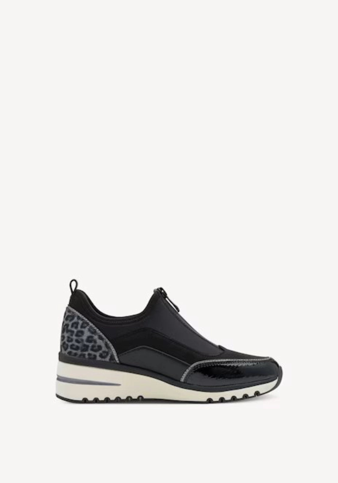 Zip Front Wedge Trainer Boot - Black