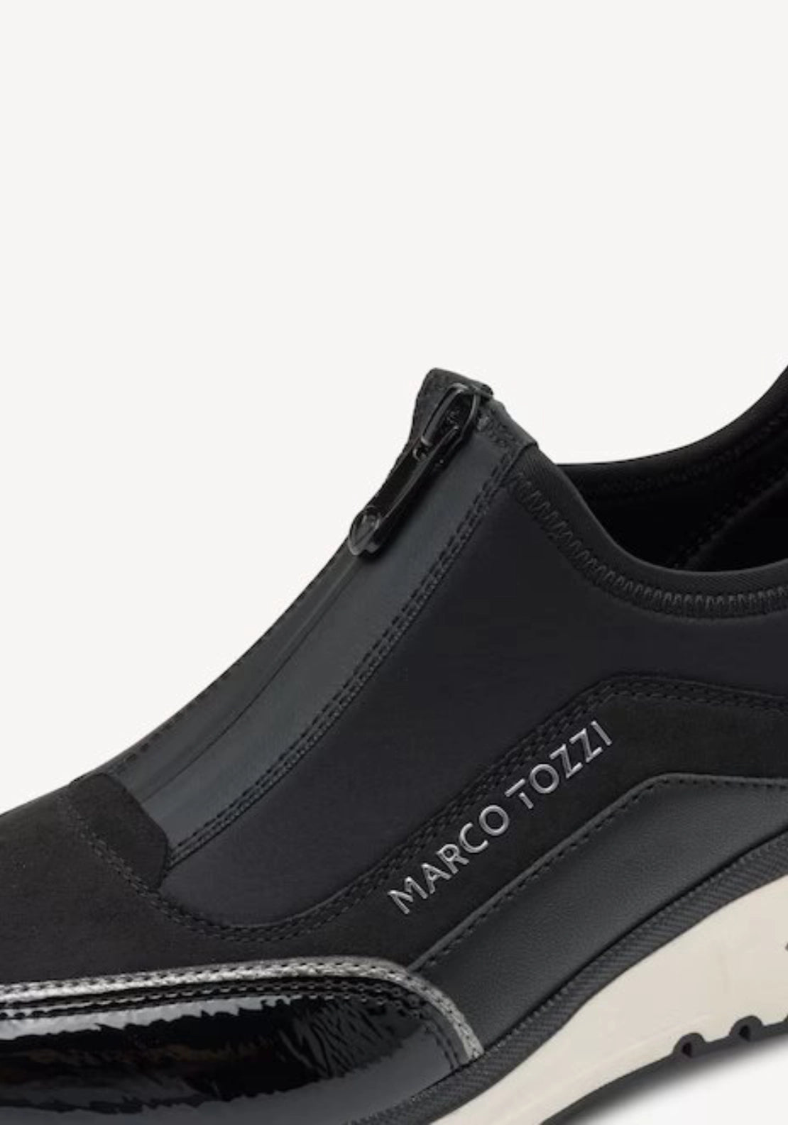 Zip Front Wedge Trainer Boot - Black