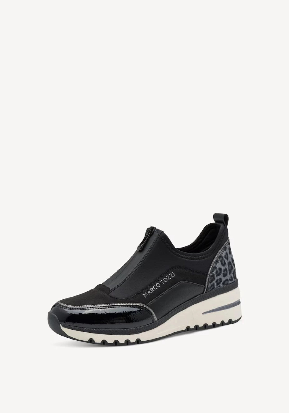 Zip Front Wedge Trainer Boot - Black
