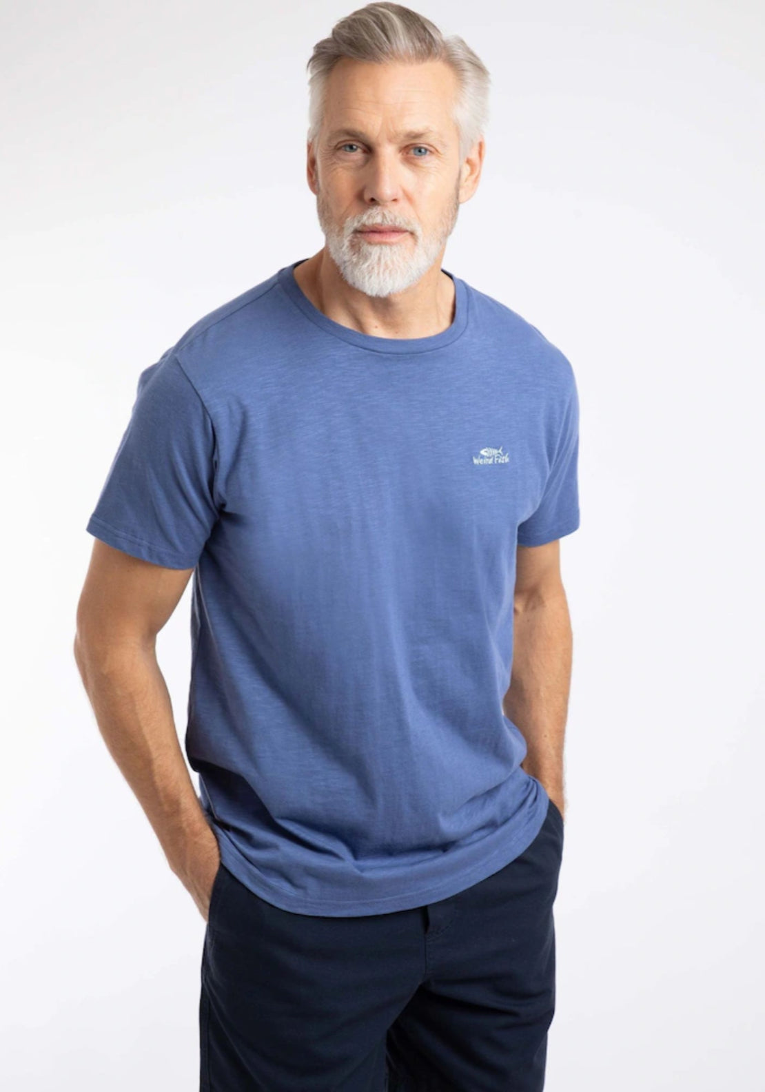 Weird Fish 100% Cotton Fish Branded T-Shirt - Faded Blue 1 Shaws Department Stores