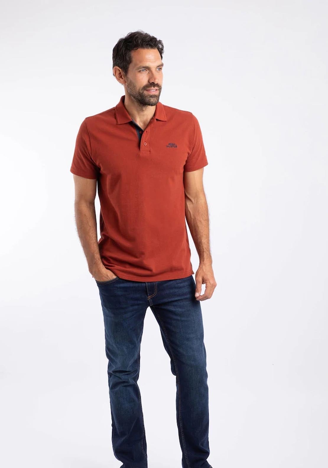 Weird Fish Miles Organic Pique Polo - Burnt Henna 4 Shaws Department Stores
