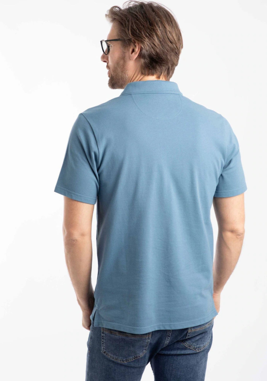 Weird Fish 100% Cotton Miles Pique Polo Shirt - Faded Blue 2 Shaws Department Stores