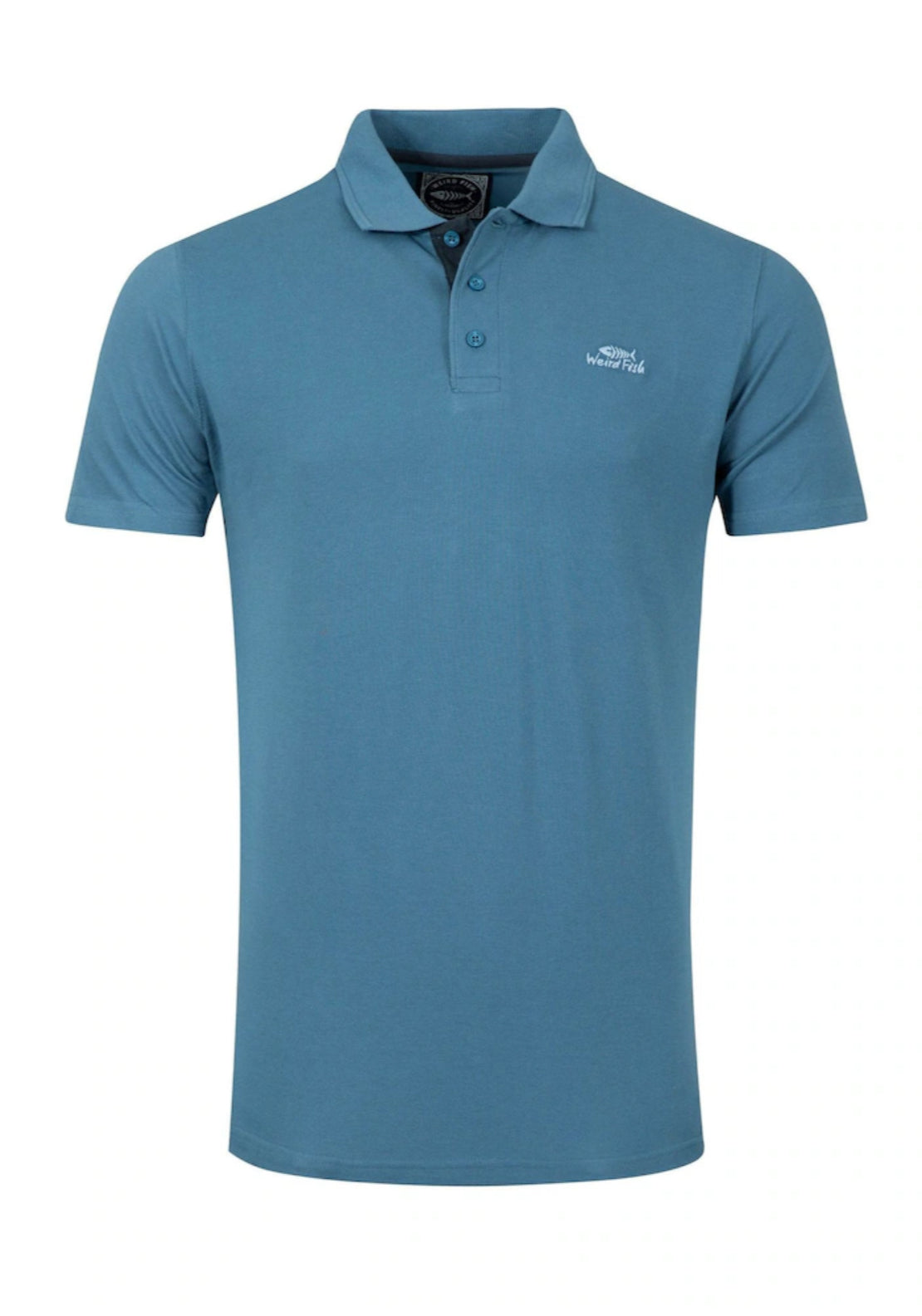 Weird Fish 100% Cotton Miles Pique Polo Shirt - Faded Blue 6 Shaws Department Stores