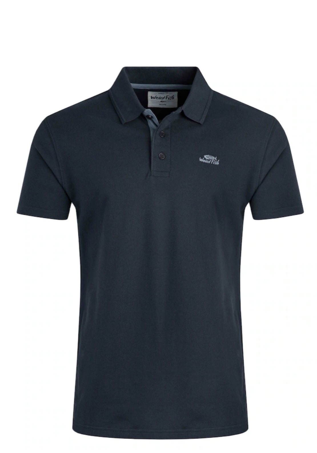 Weird Fish 100% Cotton Miles Pique Polo Shirt - Navy 6 Shaws Department Stores