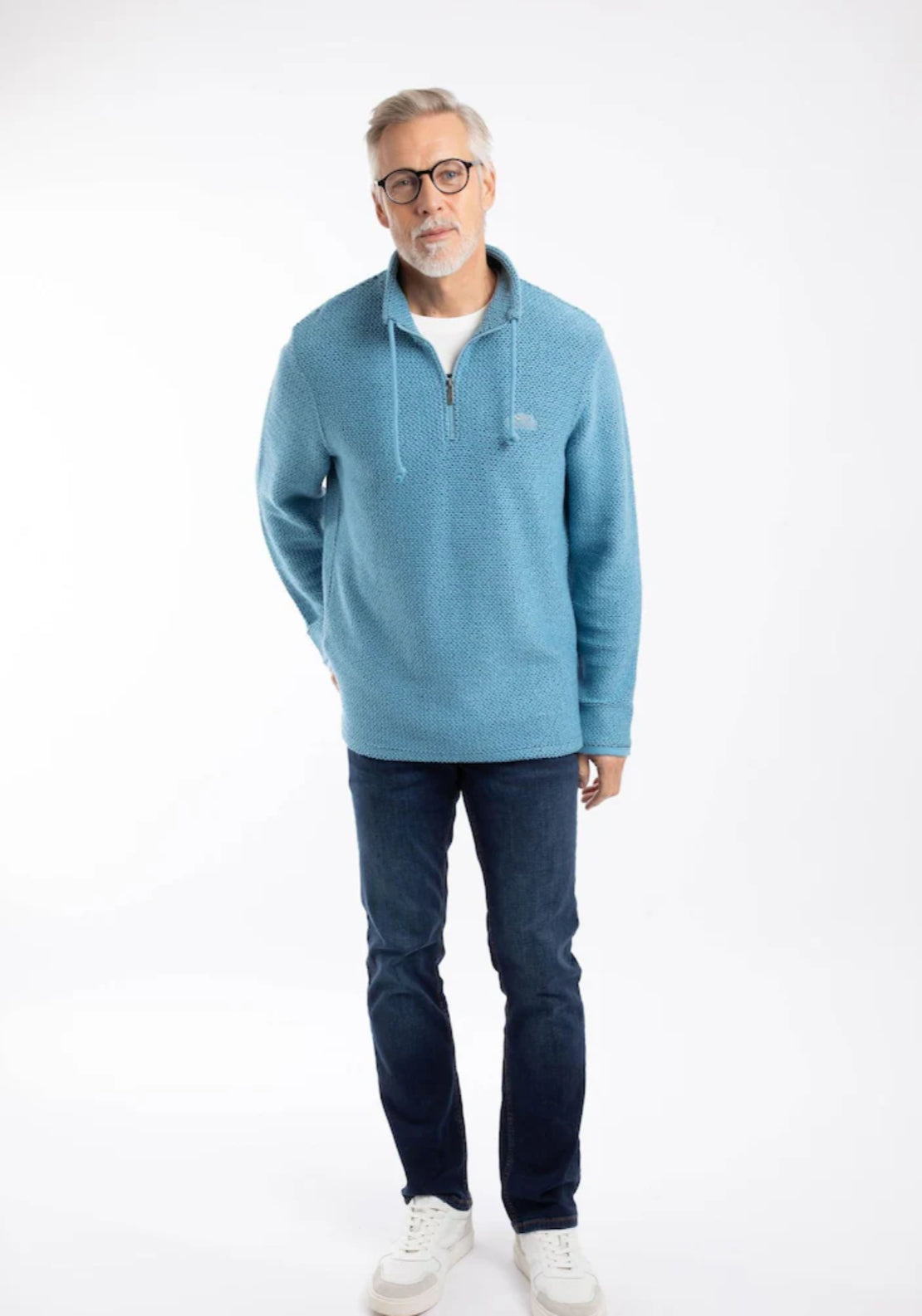 Weird Fish Cruiser 1/4 Zip Macaroni Sweatshirt - Blue 5 Shaws Department Stores